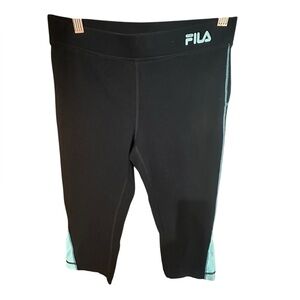 Fila Black Leggings with Blue Trim